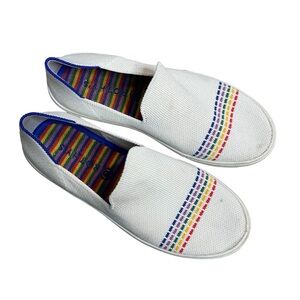 Rothy’s the sneaker girls size 4 white rainbow slip on shoes